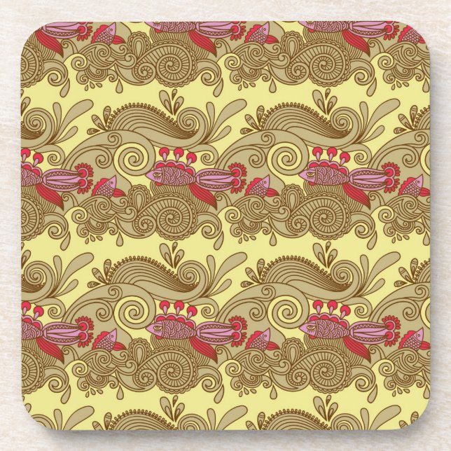 Muster mit Fischen und Welle Untersetzer (Vorderseite)