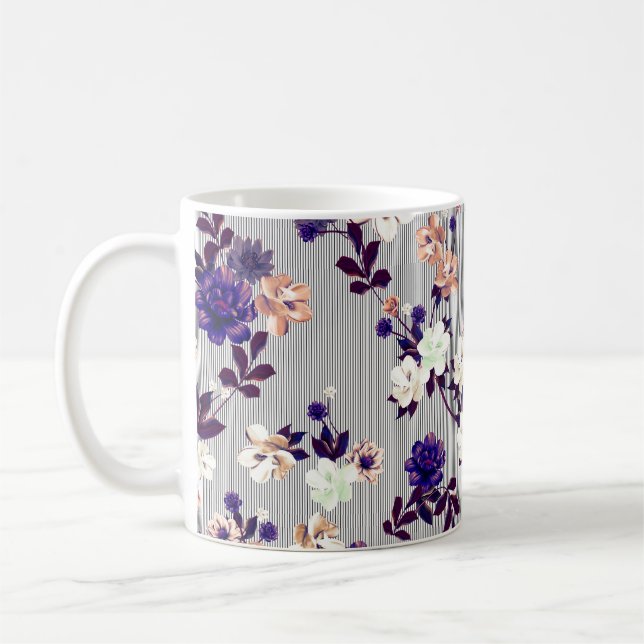 Muster mit Frühlingsblumen Muster mit Feder fl Kaffeetasse (Links)