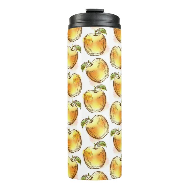 Muster mit gelbem Apfel Thermosbecher (Vorderseite)