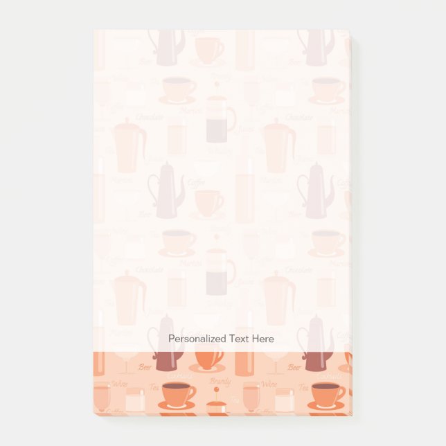 Muster mit Getränken und Text Post-it Klebezettel (Vorderseite)