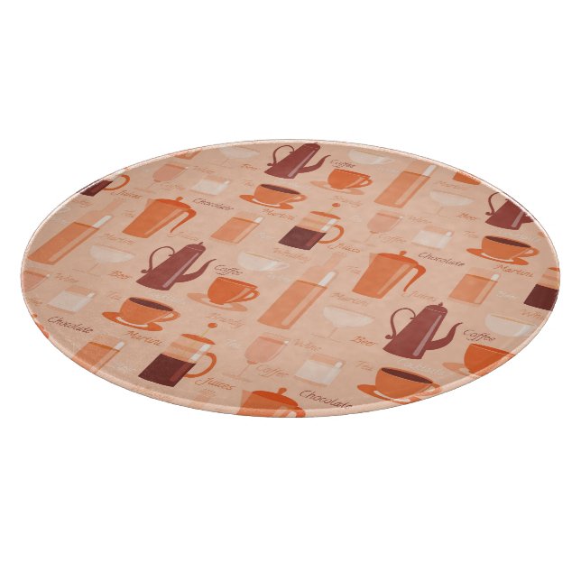 Muster mit Getränken und Text Schneidebrett (Ecke)