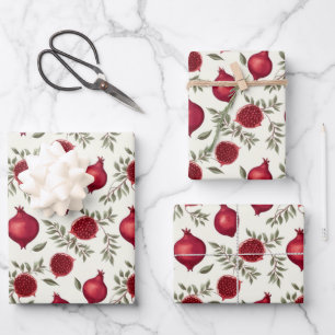 Muster mit Granatapfel Geschenkpapier Set
