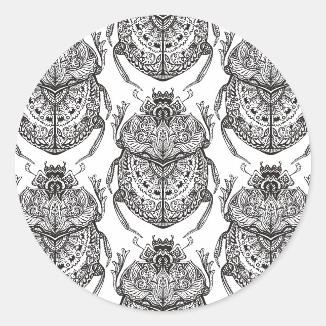 Muster mit Handdoodle Runder Aufkleber (Vorderseite)