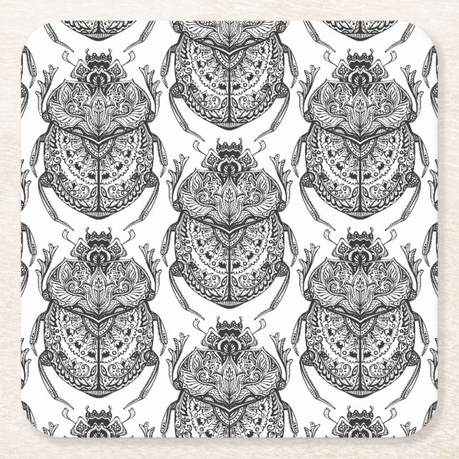 Muster mit Handgekritzel Rechteckiger Pappuntersetzer (Vorderseite)