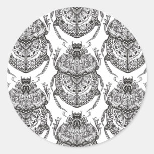 Muster mit Handgekritzel Runder Aufkleber