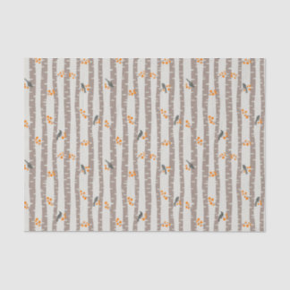 Muster mit Herbstbäumen und Vögeln Seidenpapier
