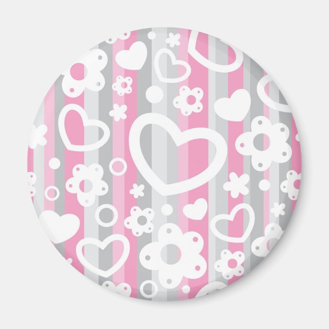 Muster mit Herz und Blume Magnet (Vorne)