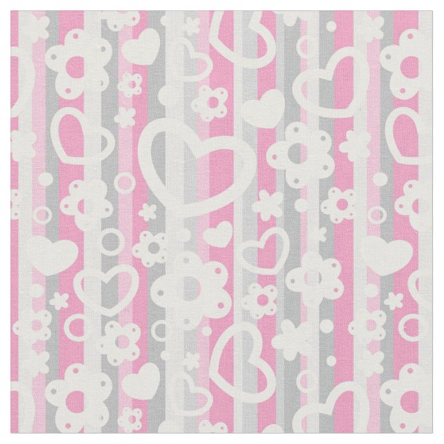 Muster mit Herz und Blume Stoff (Nahaufnahme)