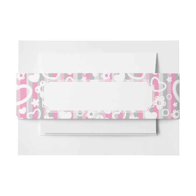 Muster mit Herzen und Blumen Einladungsbanderole (Vorderseite Beispiel)