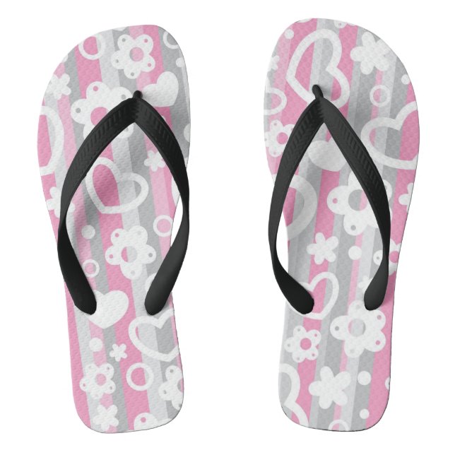 Muster mit Herzen und Blumen Flip Flops (Fußbett)