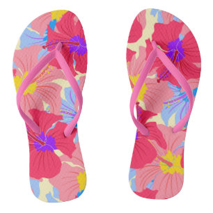 Muster mit Hibiskus Flip Flops