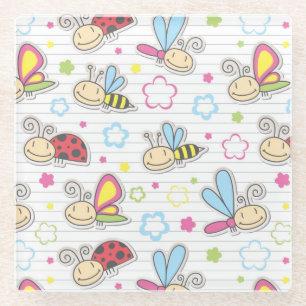 Muster mit Insekten Glasuntersetzer