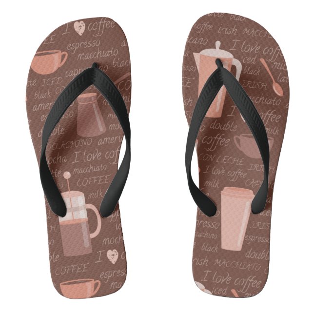 Muster mit Kaffee-bezogenen Elementen Flip Flops (Fußbett)