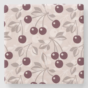 Muster mit Kirschen 2 Steinuntersetzer