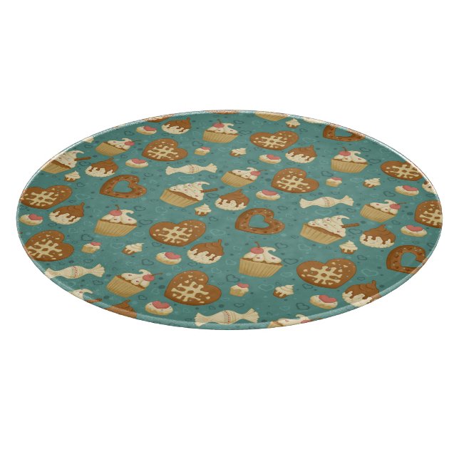 Muster mit kleinen Kuchen und Süßigkeiten Schneidebrett (Ecke)