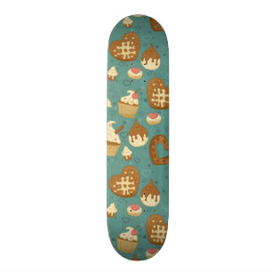 Muster mit kleinen Kuchen und Süßigkeiten Skateboard