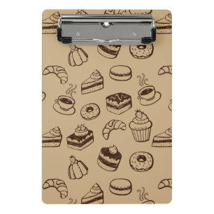 Muster mit Kuchen, Desserts und Bäckerei Mini Klemmbrett