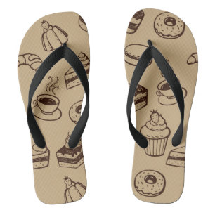 Muster mit Kuchen, Nachtischen und Bäckerei Flip Flops