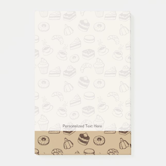 Muster mit Kuchen, Nachtischen und Bäckerei Post-it Klebezettel (Vorderseite)