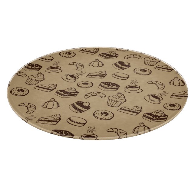 Muster mit Kuchen, Nachtischen und Bäckerei Schneidebrett (Ecke)