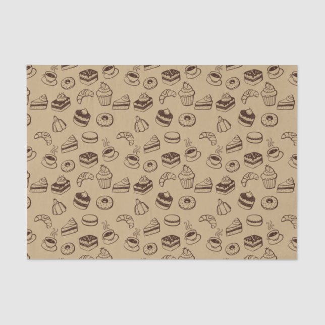 Muster mit Kuchen, Nachtischen und Bäckerei Seidenpapier (Vorderseite)