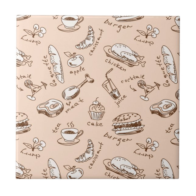 Muster mit Lebensmitteln Fliese (Vorderseite)