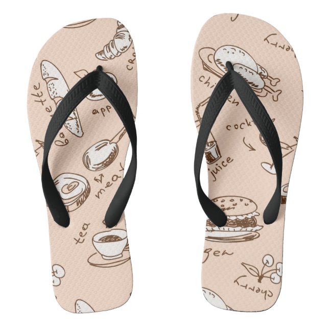 Muster mit Lebensmitteln Flip Flops (Fußbett)