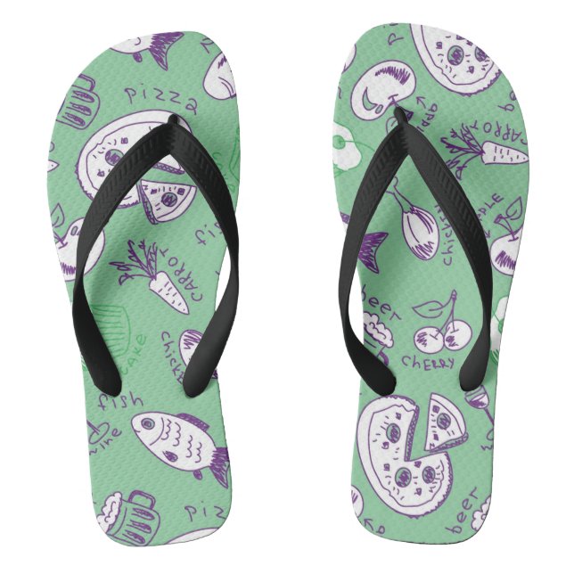 Muster mit Lebensmitteln Flip Flops (Fußbett)
