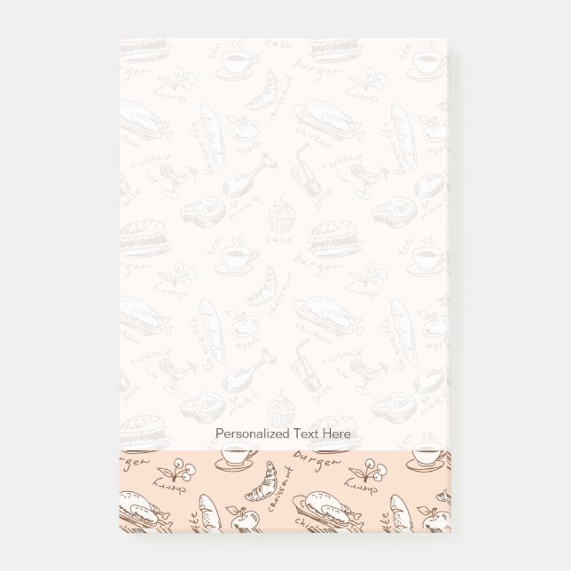 Muster mit Lebensmitteln Post-it Klebezettel (Vorderseite)