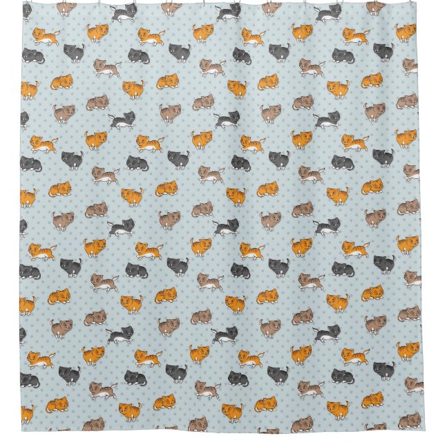 Muster mit lustigen Katzen Duschvorhang (Vorderseite)