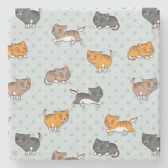 Muster mit lustigen Katzen Steinuntersetzer (Vorderseite)