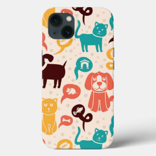 Muster mit lustigen Katzen und Hunden iPhone Hülle