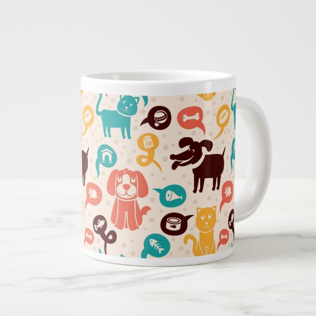 Muster mit lustigen Katzen und Hunden Jumbo-Tasse (Vorderseite Rechts)