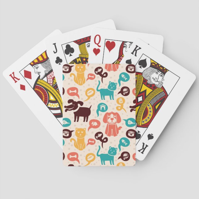 Muster mit lustigen Katzen und Hunden Spielkarten (Rückseite)