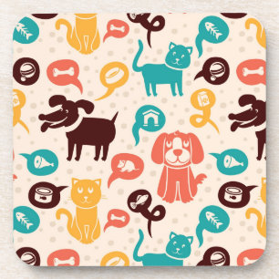 Muster mit lustigen Katzen und Hunden Untersetzer