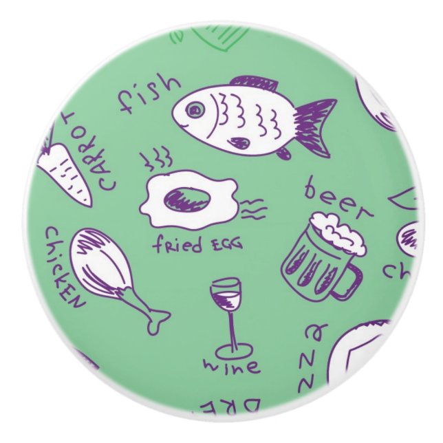 Muster mit Nahrung Keramikknauf (Vorderseite)