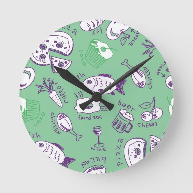 Muster mit Nahrung Runde Wanduhr (Vorderseite)