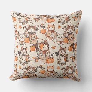 Muster mit niedlich tanzenden Kawaii-Katzen in Kim Kissen