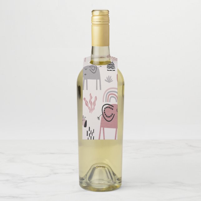 Muster mit niedlichen Elefanten und Giraffen Flaschenanhänger (Auf Flasche)