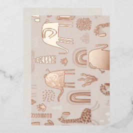 Muster mit niedlichen Elefanten und Giraffen Folieneinladung