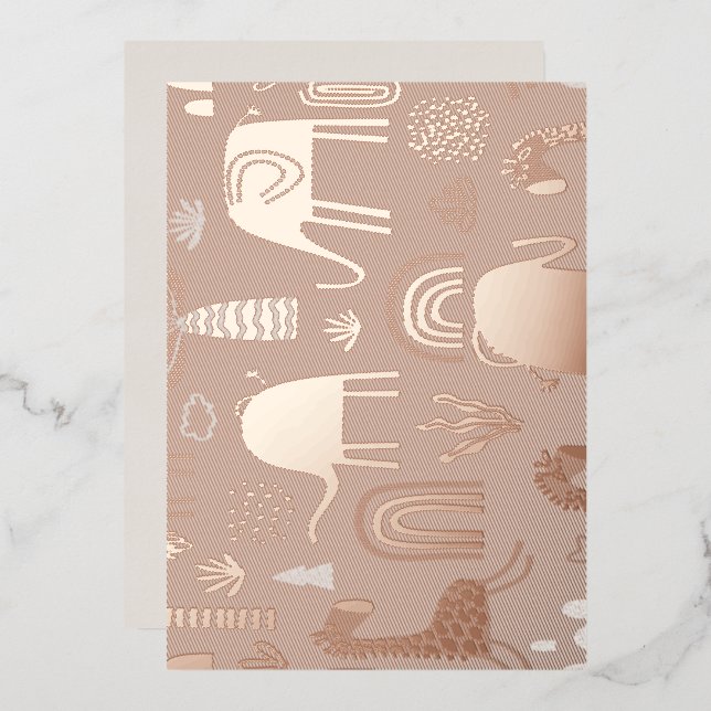 Muster mit niedlichen Elefanten und Giraffen Folieneinladung (Vorderseite/Rückseite)