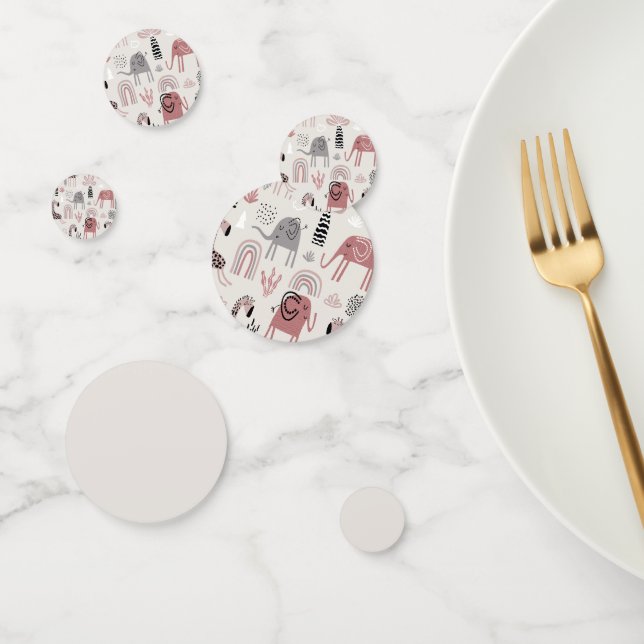 Muster mit niedlichen Elefanten und Giraffen Konfetti (Gruppe)