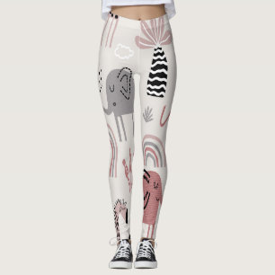 Muster mit niedlichen Elefanten und Giraffen Leggings