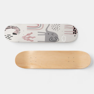 Muster mit niedlichen Elefanten und Giraffen Skateboard