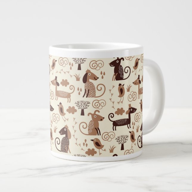 Muster mit niedlichen Hunden Jumbo-Tasse (Vorderseite Rechts)