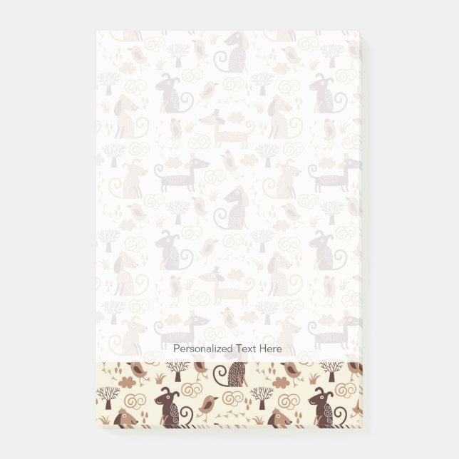 Muster mit niedlichen Hunden Post-it Klebezettel (Vorderseite)