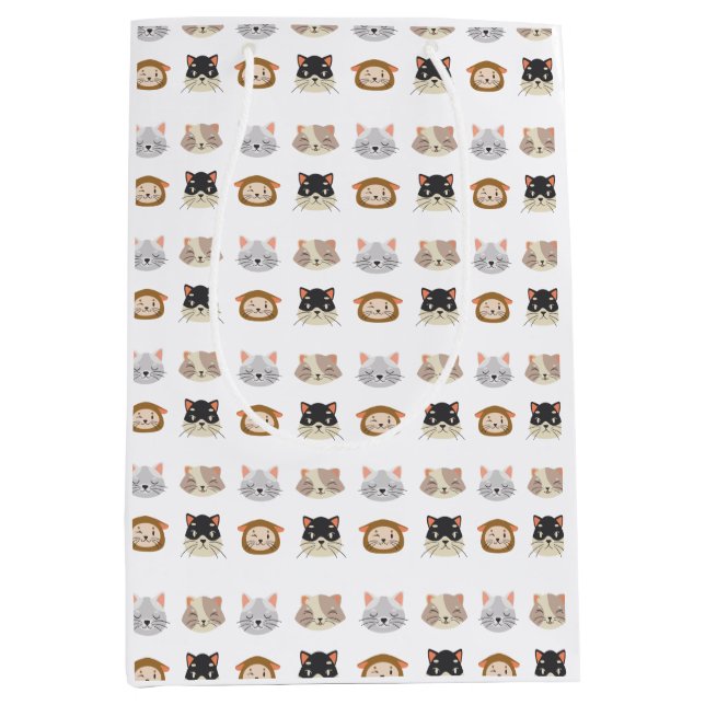 Muster mit Niedlichen Katzenköpfen Mittlere Gesche Geschenktüte (Vorderseite)