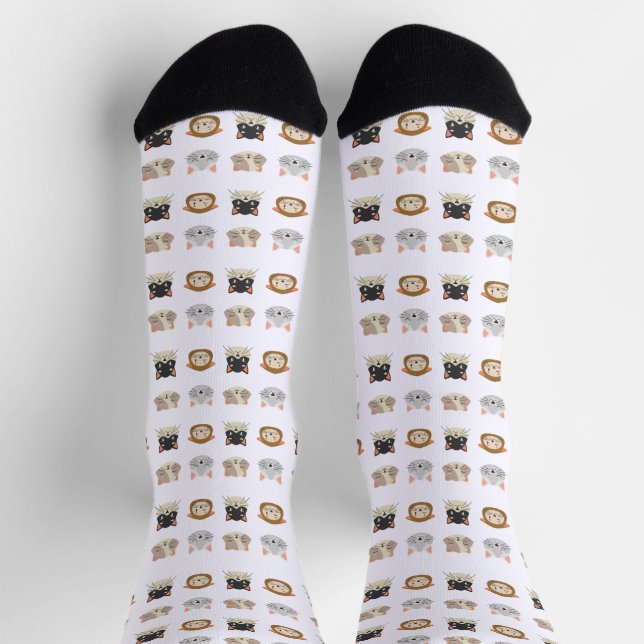 Muster mit Niedlichen Katzenköpfen Socken (Oben)
