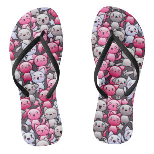 Muster mit niedlichen Kawaii-Doodle-Katzen 2 Flip Flops