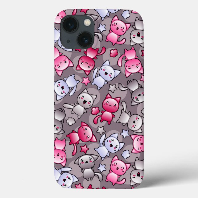 Muster mit niedlichen Kawaii-Doodle-Katzen Case-Mate iPhone Hülle (Rückseite)